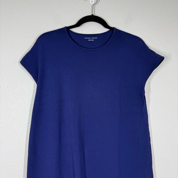 Universal Standard Geneva T-Shirt Dress Navy Blue Asymmetrical Hem Size XS 10/12 - Picture 2 of 7